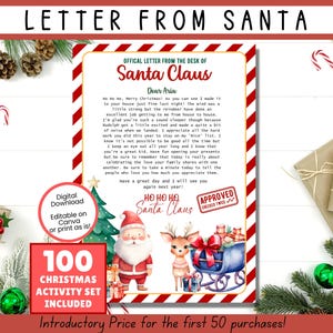 EDITABLE Letter from Santa, Printable Santa Stationary, Official Santa Letterhead Stationary, North Pole Mail, Greetings From Santa,