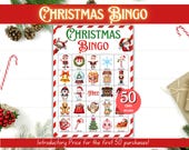 Christmas Bingo Game, 50 Xmas Bingo Cards,  Kids Christmas Game, Work Christmas Game, Printable Christmas Game, Office Christmas Party Games