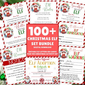 EDITABLE Elf Letter Set,  Elf Welcome Letter, Elf Goodbye Letter, Elf Rules, Elf Warning, Elf Adoption, Elf Printable, Elf Accessories