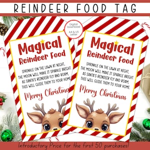 Magische Rentier-Speisemarken, Rentierfutter, druckbare Magische Reindeer-Speisemarken Weihnachten, Rentierfutter, Magische Rentierfutter, druckbare Marke
