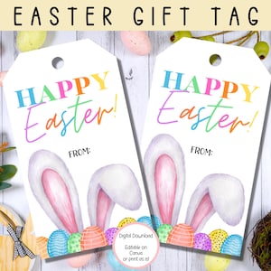 EDITIERBARE Ostergeschenkanhänger, Ostern zum Ausdrucken, Kinder-Osternkorb, druckbare Osterkorbtags, druckbares Leckerli-Taschenetikett, Osteretikett