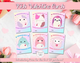 EDITABLE Squish Valentine Cards, Classroom Valentines Day Cards, Kids Valentines, Valentine cards for kids classroom, Squishy Valentine