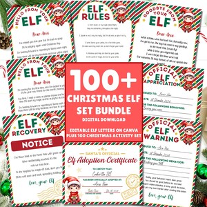 EDITABLE Elf Letters,  Elf Welcome Letter, Elf Goodbye Letter, Elf Rules, Elf Warning, Elf Adoption, Elf Printable, Elf Accessories