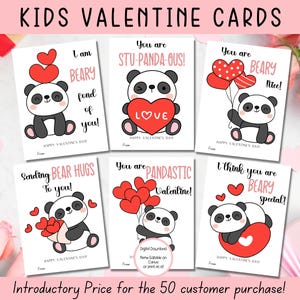 EDITABLE Panda Valentine Cards, Classroom Valentines Day Cards, Kids Valentines, Girls Valentine, Valentine cards for kids classroom