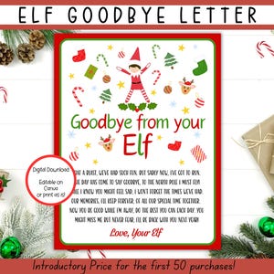 EDITABLE Elf Goodbye Letter, Elf Departure Letter, Elf Farewell Letter, Goodbye Elf Letter, Elf Printable, Goodbye From Your Elf Leaving