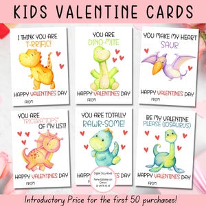EDITABLE Printable Dinosaur Valentine Cards, Classroom Valentines Day Cards, Kids Valentines, Valentine cards for kids classroom