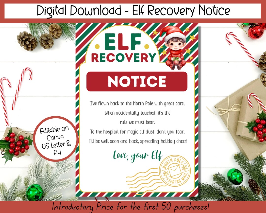 EDITABLE Elf Recovery Notice, Elf Lost Magic, Elf Welcome Letter, Elf ...