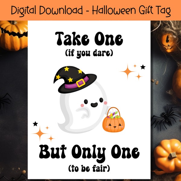 Halloween Treat Sign, Halloween Favor Sign, Trick or Treat Favor Sign, Halloween Treat Sign, Trick or Treat Bag Sign, Neem één bord