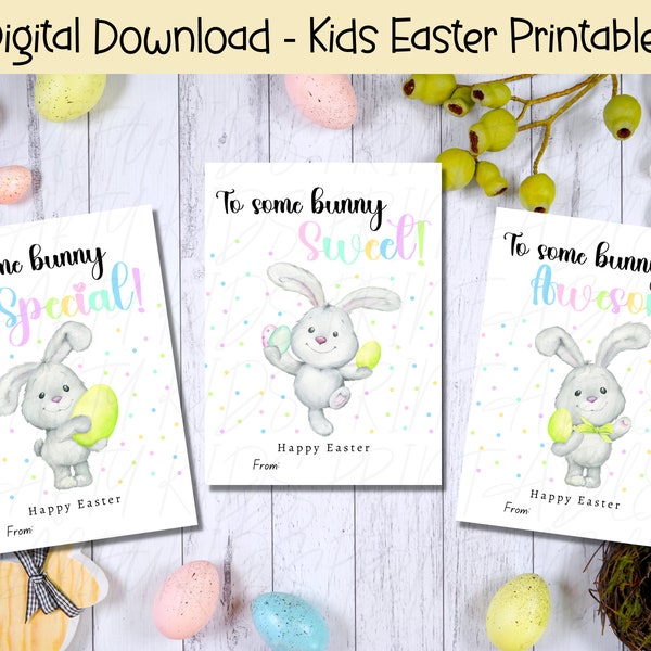 Colorful Easter Kids Card, Kids Easter Cards, Easter Gift Tags, Easter Printables, Easter Basket Tags, Printable Treat Bag Tag, Classroom