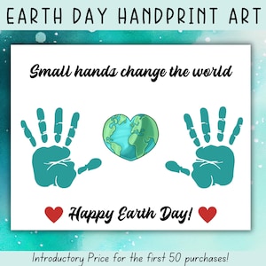 Earth Day Handprint Art, Earth Day Art for Kids, Earth Day Printable, Handprint Craft, Earth Day Activities, Craft For Kids Baby Toddler