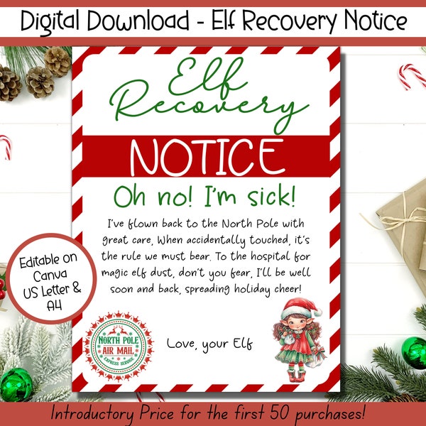 EDITABLE Elf Recovery Notice,  Elf Lost Magic, Elf Welcome Letter, Elf Arrival Letter,  Elf Printable, Elf Accessories, Elf Visiting Kit