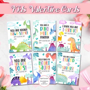 EDITABLE Printable Dinosaur Valentine Card, Classroom Valentines Day Card, Kids Valentine, Boy Valentine, Valentine cards for kids classroom image 1