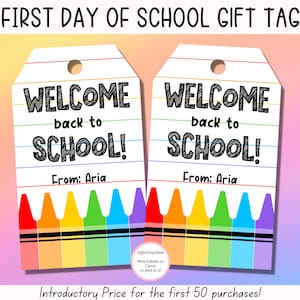 EDITABLE School Gift Tag, Back To School Gift Tag, Teacher Thank You Gift Tags,  Welcome Back to School Printable, Preschool