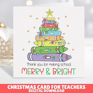 Cartão de agradecimento de Natal para professores para imprimir, presente de Natal para professores, porta-cartão de agradecimento para professores, cartão de Natal para professores para imprimir