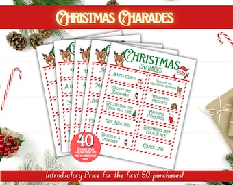 Christmas Charades Game, Holiday Charades Game, Printable Christmas Game, Charades for Kids Christmas Game, Family Game