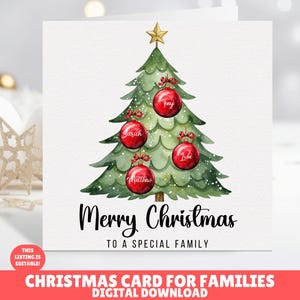 EDITIERBARE Familienweihnachtskarte, personalisierte Weihnachten, Familienweihnachtskarte, benutzerdefinierte Familiennamen, digitale frohe Weihnachtskarte zum Ausdrucken