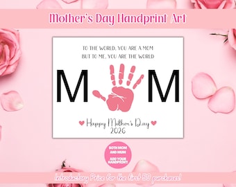 Mother's Day Printable, Mother's Day Handprint Art Mothers Day Gift, Mommy Handprint Art, Activity Page, Mothers Day Craft Activity