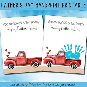 Impression artistique pour la fête des pères, camion, cadeau fête des pères, empreinte artistique pour la fête des pères, page d'activités, activité manuelle pour papa