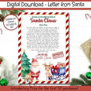 Carta EDITÁVEL do Papai Noel, Papel timbrado do Papai Noel para impressão, Papel timbrado oficial do Papai Noel, Correio do Pólo Norte, Saudações do Papai Noel,