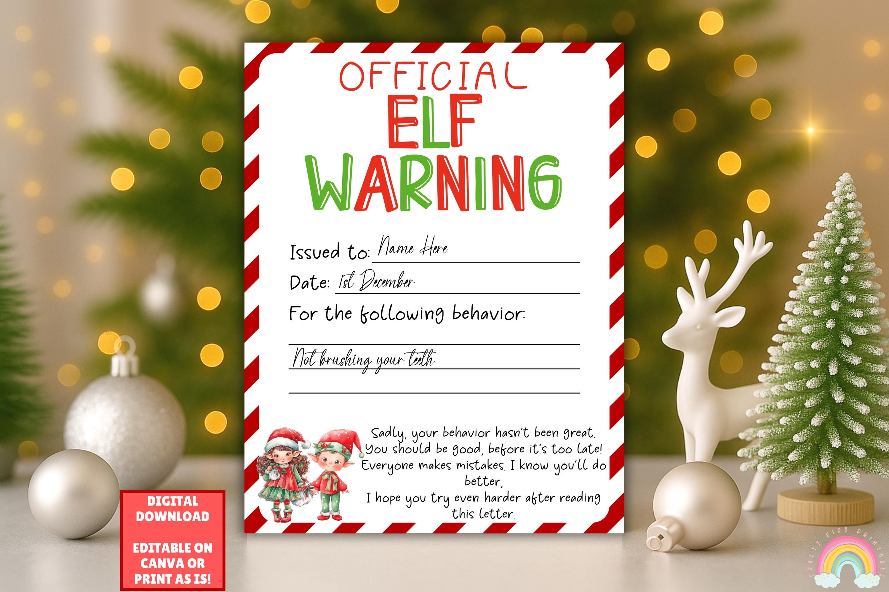 Elves Behaving Badly Rewritable Message Board - Dry Erase Board With Marker For Fun Holiday Messages