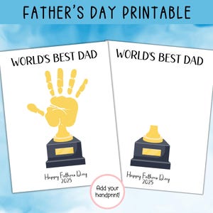 Afdrukbaar Vaderdag, handafdrukkunst ter wereld, vaderdagcadeau, handafdruk kunst vaderdag, activiteitenpagina, ambachtelijke activiteit papa