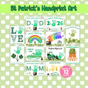 St Patrick's Day Handprint Art Bundle, St Patrick's Day Handprint Craft Bundle, Toddler St Patrick's Art, Happy St Patrick's Day Activities