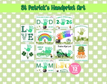St Patrick's Day Handprint Art Bundle, St Patrick's Day Handprint Craft Bundle, Toddler St Patrick's Art, Happy St Patrick's Day Activities