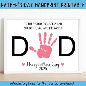 Afdrukbaar Vaderdag, handafdrukkunst, Vaderdagcadeau, Vaderdag handafdruk kunstactiviteitenpagina, baby Keepsake Art
