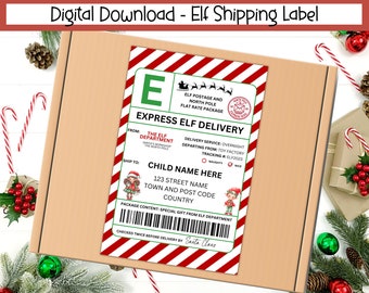 EDITABLE Elf Shipping Label, North Pole Delivery Tags, Santa Mail, Official Santa Delivery Tag, North Pole Sticker, Elf Arrival Package