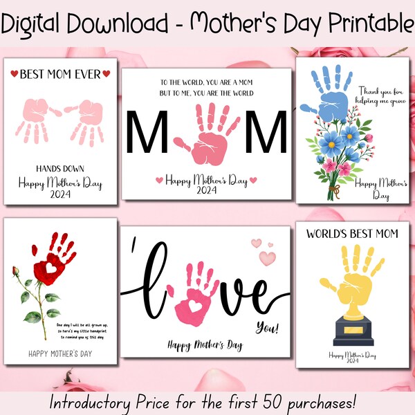 Mother's Day Printable Bundle, Mother's Day Handprint Art Mothers Day Gift, Mommy Handprint Art, Activity Page, Mothers Day Craft Activity