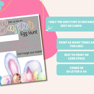 EDITABLE Easter Egg Hunt Invitation, Easter Party Invite, Easter Egg Hunt Party, Easter Invite, Easter Template, Easter Scavenger Hunt image 2