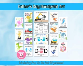 Father's Day Printable, Fathers Day Art Bundle, Fathers Day Gift, Fathers Day Handprint Art, Activity Page, Daddy Craft Activity
