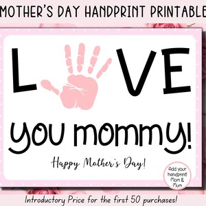 Festa della mamma stampabile, Festa della mamma con impronte delle mani, Regalo per la festa della mamma, Arte con impronte delle mani della mamma, Pagina attività, Attività artigianale per la festa della mamma
