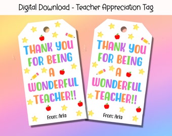 EDITABLE Teacher Appreciation Gift Tag, Staff Appreciation Gift Tag, Teacher Thank You Gift Tags, End Of Year School Tag, Preschool