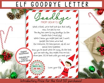 EDITABLE Elf Goodbye Letter, Elf Departure Letter, Elf Farewell Letter, Goodbye Elf Letter, Elf Printable, Goodbye From Your Elf,Elf Leaving
