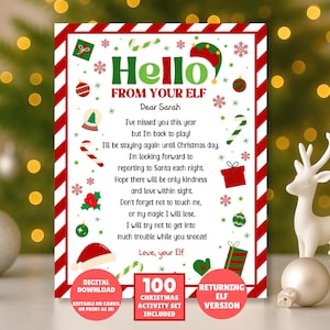 EDITABLE Elf Arrival Letter, Elf Welcome Letter, I'm Back Elf Letter, Elf Return Letter, Elf is Back Letter, Elf Letter Template, Elf Kit