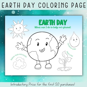 Earth Day Coloring In Page, Earth Day Art for Kids, Earth Day Printable, Earth Day Activities, Coloring In Page, Craft For Kids Toddler