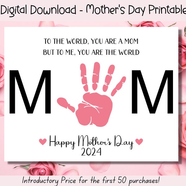 Mother's Day Printable, Mother's Day Handprint Art Mothers Day Gift, Mommy Handprint Art, Activity Page, Mothers Day Craft Activity