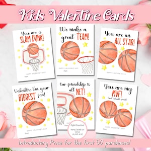 EDITABLE Printable Basketball Valentine Cards, Classroom Valentines Day Cards, Kids Valentines, Valentine cards for kids classroom