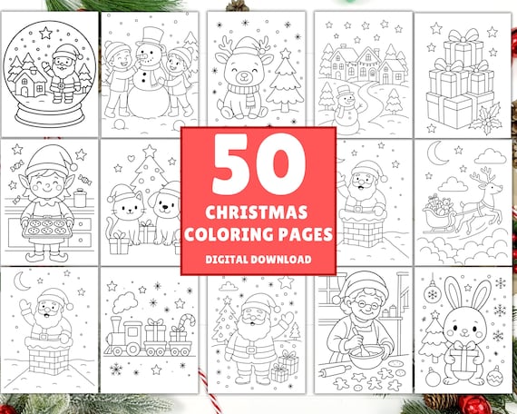 Christmas Coloring Pages, Christmas Coloring Book,  Christmas Craft, Christmas Activities, Winter Coloring In Page, Kids Christmas Art