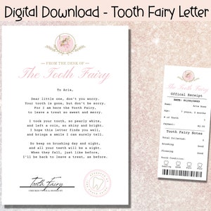 EDITABLE Tooth Fairy Letter, Tooth Fairy Receipt, Tooth Fairy Note, First Tooth Certificate, Letter from Tooth Fairy, Fairy Certificate