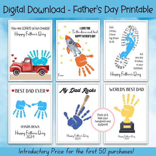 Father's Day Printable, Fathers Day Art Bundle, Fathers Day Gift, Fathers Day Handprint Art, Activity Page, Daddy Craft Activity