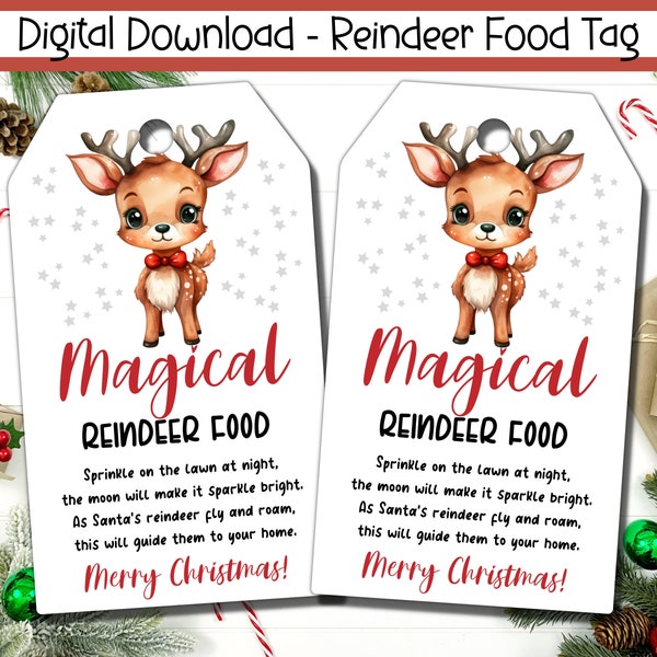 Magical Reindeer Food Tags, Reindeer Food, Printable Magic Reindeer Food Tags Christmas Reindeer Food, Magical Reindeer Food, Printable Tag