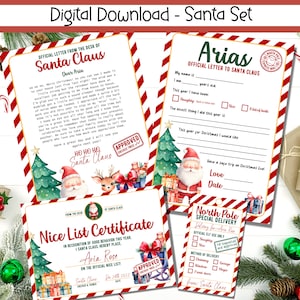 EDITABLE Letter from Santa, Printable Santa Stationary, North Pole Mail, Nice List Certificate, Santa Letter, Official Desk of Santa