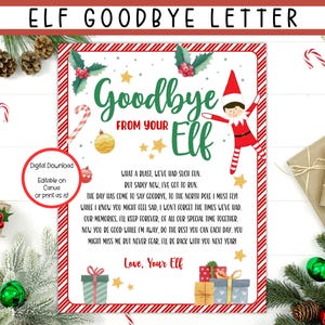 EDITABLE Elf Goodbye Letter, Elf Departure Letter, Elf Farewell Letter, Goodbye Elf Letter, Elf Printable, Goodbye From Your Elf,Elf Leaving