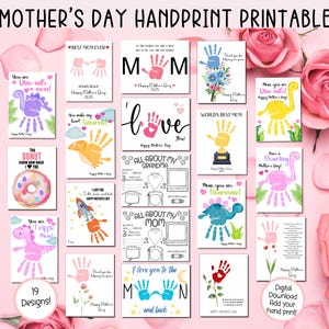 Moederdag afdrukbare bundel, Moederdag handafdruk kunst Moederdagcadeau, mama handafdruk kunst, Moederdag ambachtelijke activiteit, alles over moeder