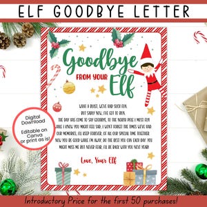 EDITABLE Elf Goodbye Letter, Elf Departure Letter, Elf Farewell Letter, Goodbye Elf Letter, Elf Printable, Goodbye From Your Elf,Elf Leaving