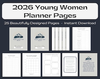 2026 LDS Young Women Planner | Printable Binder | Moses 6:34 | Walk With Me | YW Binder