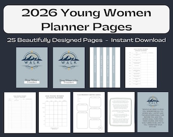 2026 LDS Young Women Planner | Printable Binder | Moses 6:34 | Walk With Me | YW Binder
