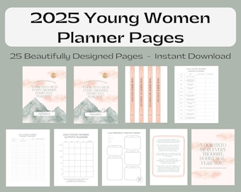 2025 LDS Young Women Planner | Printable Binder | D&C 6:36 | Look Unto Me in Every Thought Doubt Not Fear Not | YW Binder